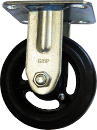 GRIP - CASTOR 125MM WITH RUBBER MOULD ON CAST IRON WHEEL STATIONARY
